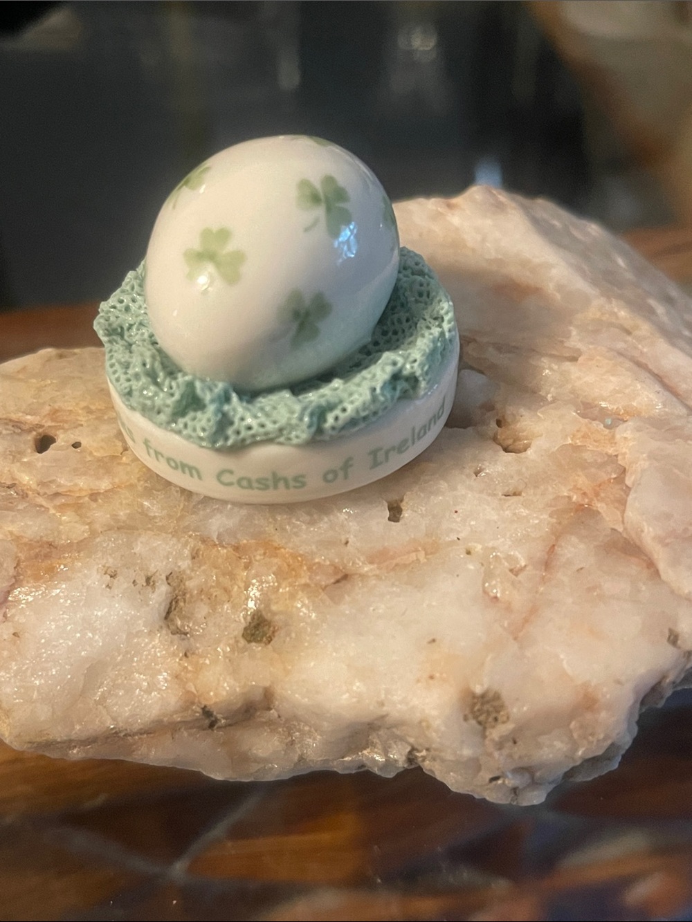 Dresden Shamrock Egg - With Thanks From Cashs Of Ireland
